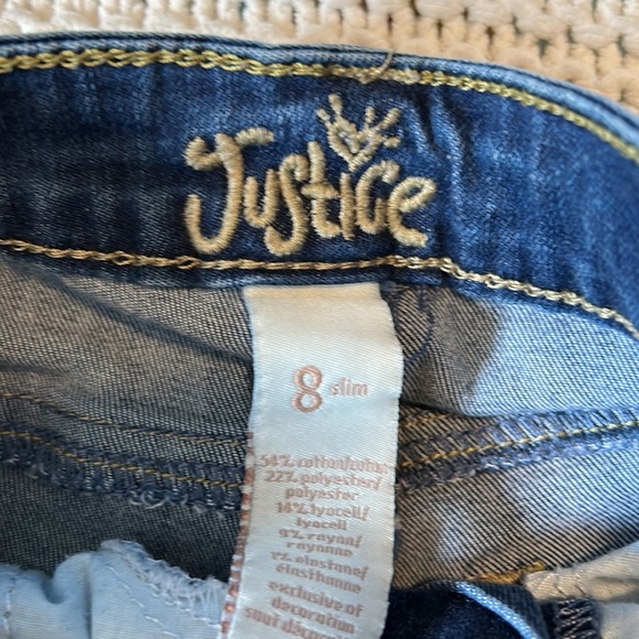 *4/20* Justice Distressed Jean Bermuda Shorts Girls Size 8 Slim - Picture 4 of 5